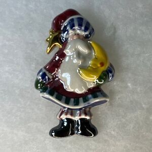Vintage Russian Style TBC Ceramic Santa brooch.